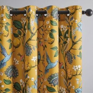 Floral Lemon Hummingbird Curtains Patterned Waverly Mid-Century Style
